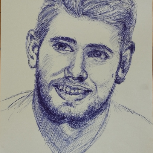 Luka Dončič, tehnika risba s kemičnim svinčnikom