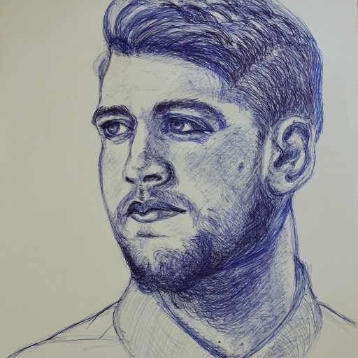 Luka Dončič, risba s kemičnim svinčnikom